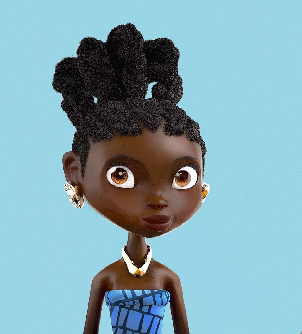 pum pum african girl in dress Free 3D model