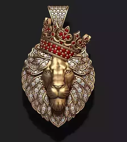 Leon pendant with diamonds and crown  028 3D print model