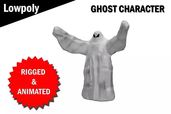 Ghost 3d model Rigged and Animated Low-poly 3D model