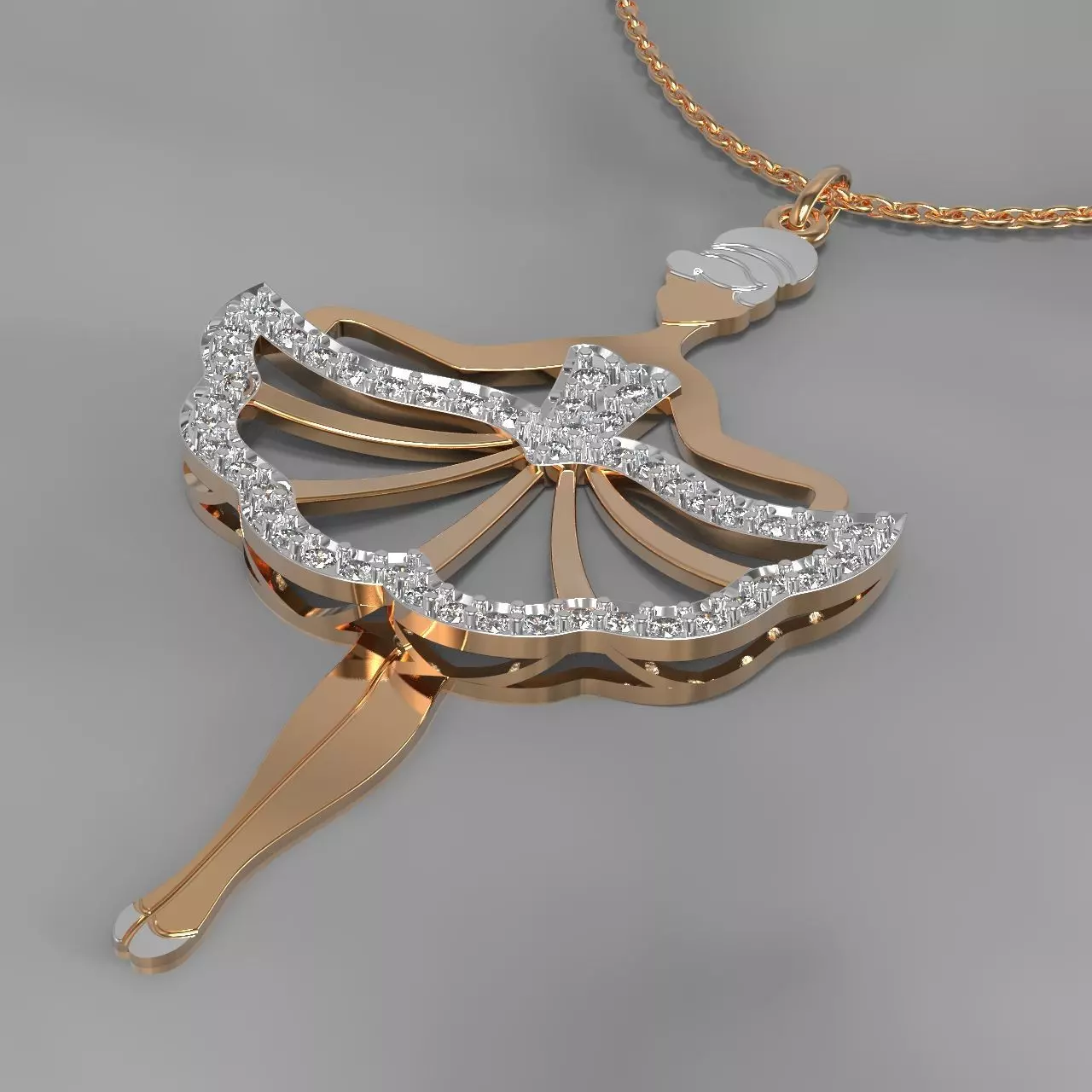 Girl in dress pendant 3D print model_0