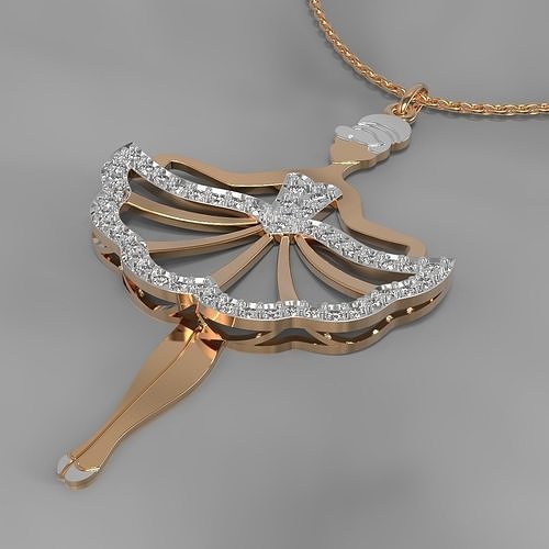 Girl in dress pendant 3D print model