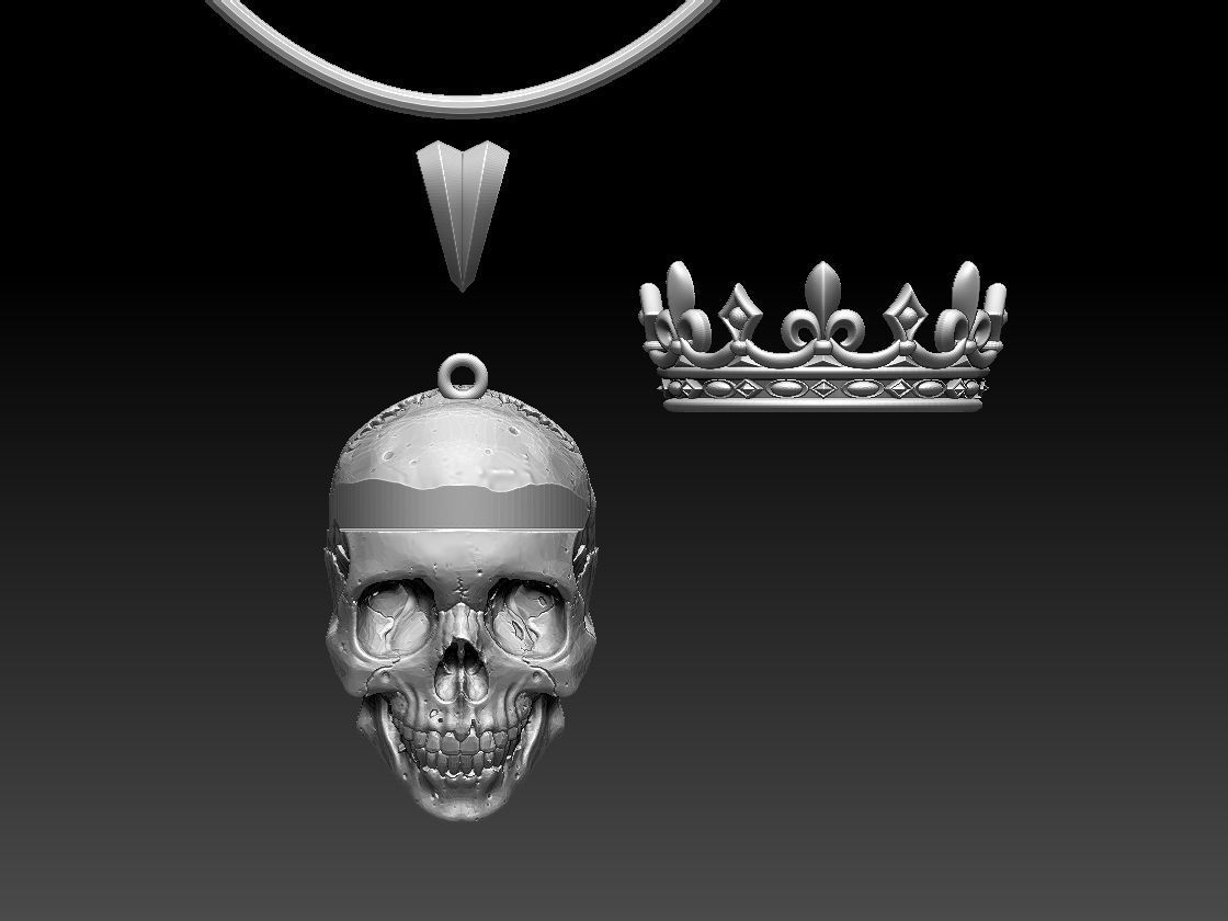 scull king pendant 3D print model_24