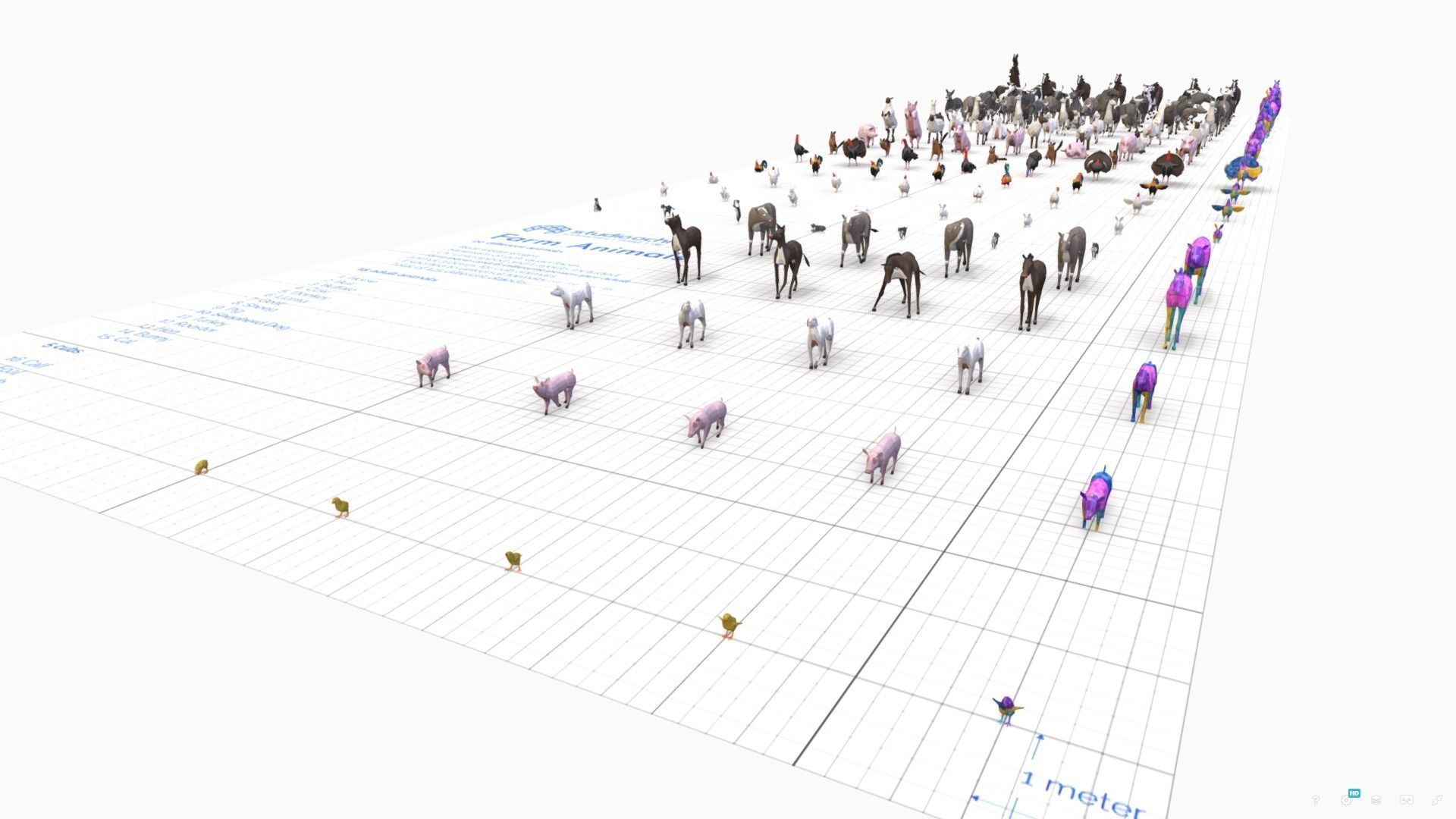 Farm Animals Pack Low-poly 3D model_2