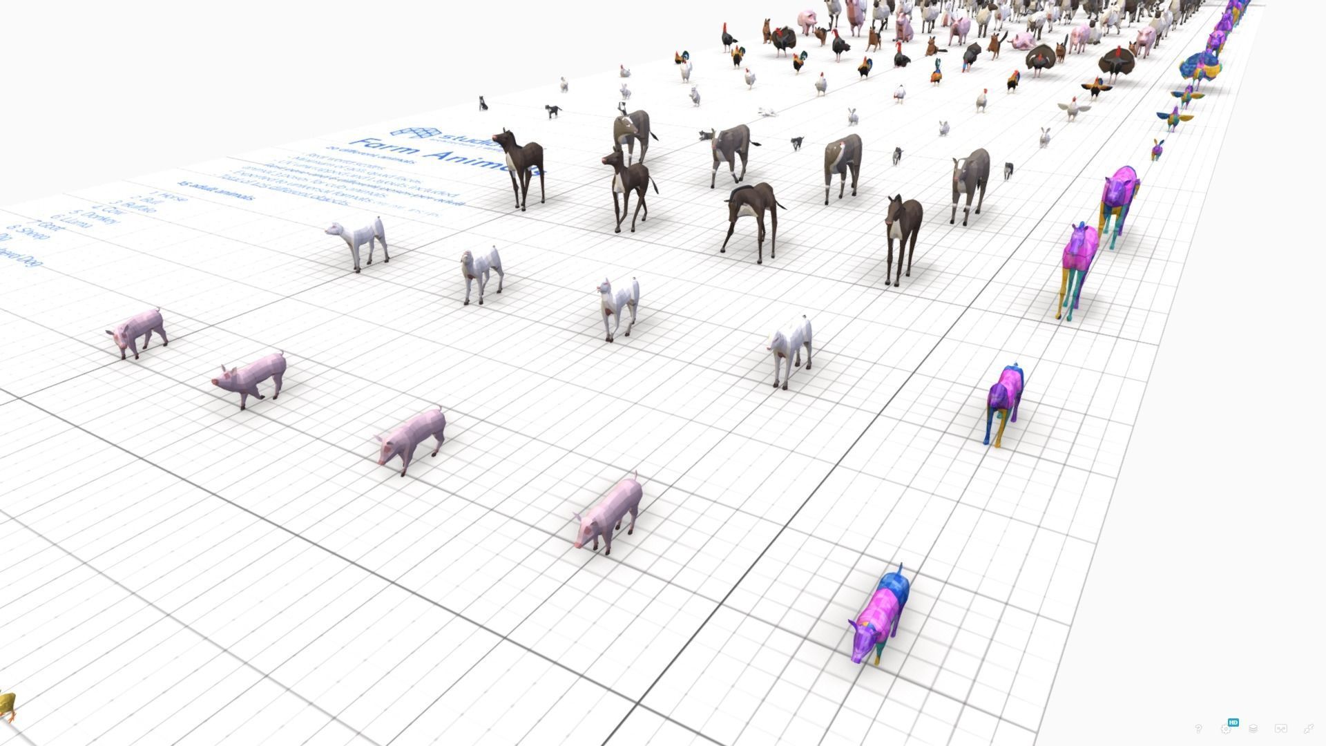 Farm Animals Pack Low-poly 3D model_3