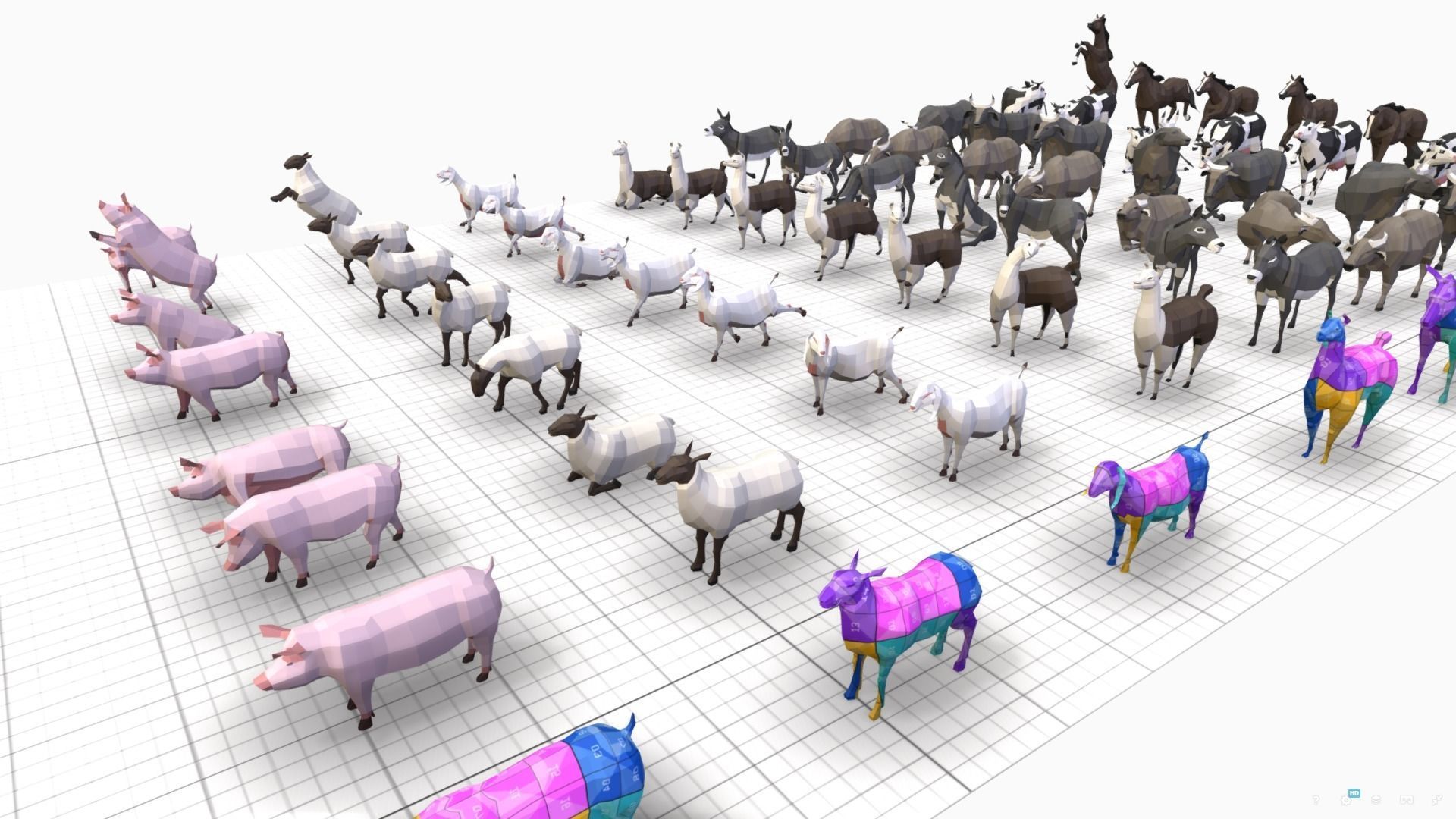 Farm Animals Pack Low-poly 3D model_5