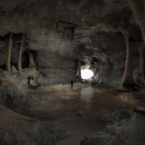 Cave Low-Poly Game Ready interior of Low-poly 3D model