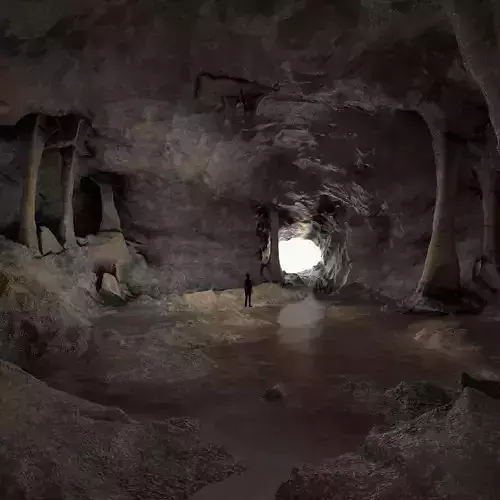 Cave Low-Poly Game Ready interior of Low-poly 3D model