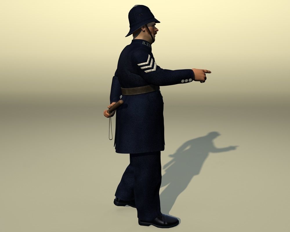 British policeman rigged 3D model_3