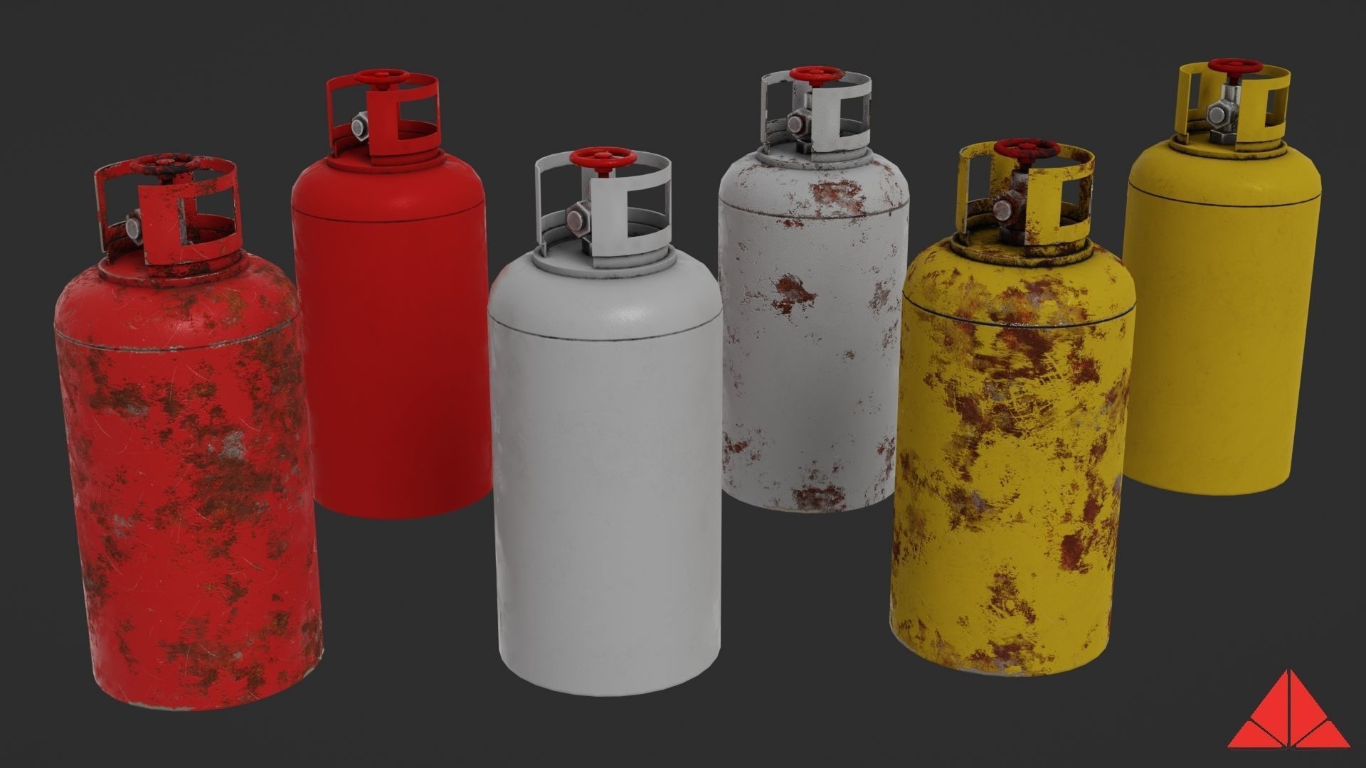 Gas tank collection Low-poly 3D model_21