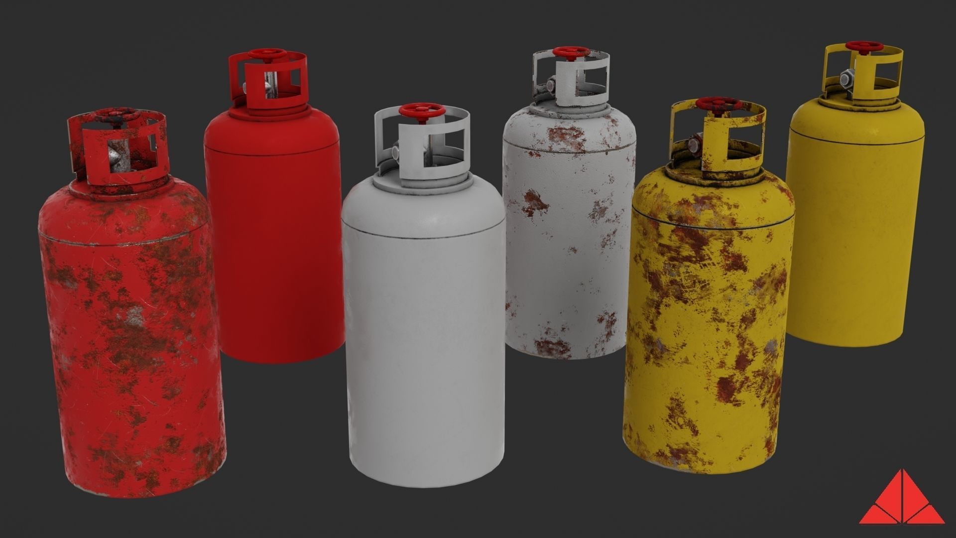 Gas tank collection Low-poly 3D model_19