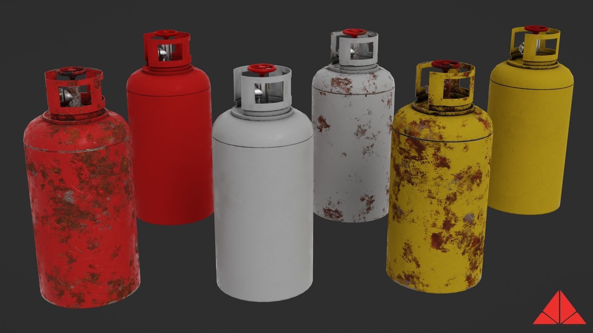 Gas tank collection Low-poly 3D model_18