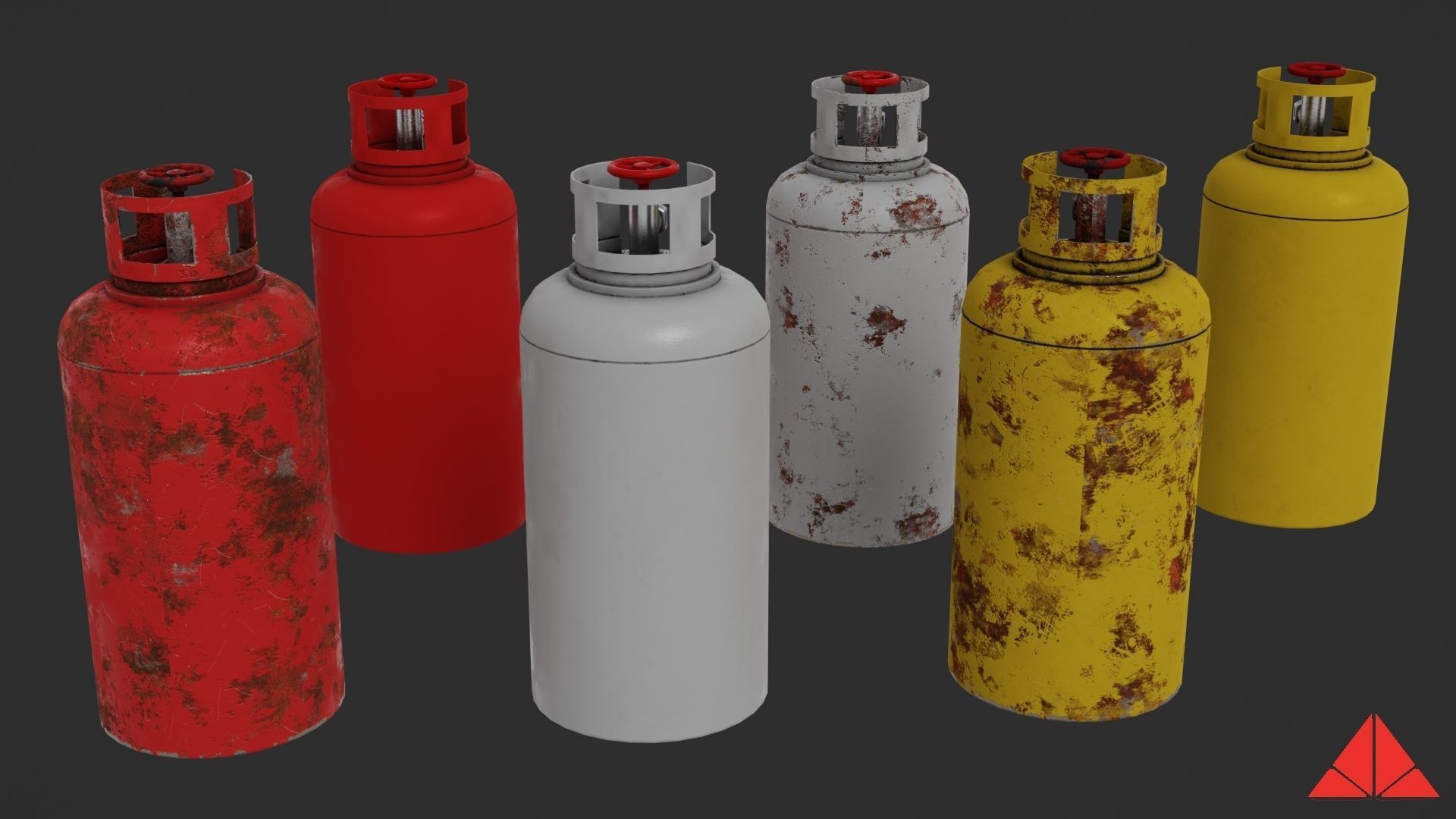 Gas tank collection Low-poly 3D model_13