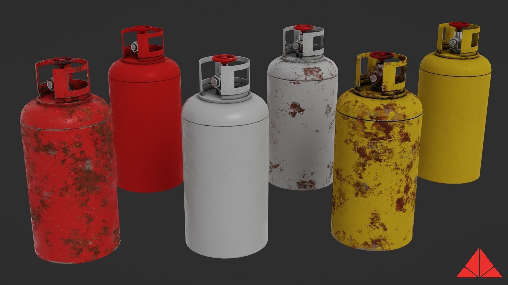 Gas tank collection Low-poly 3D model_2