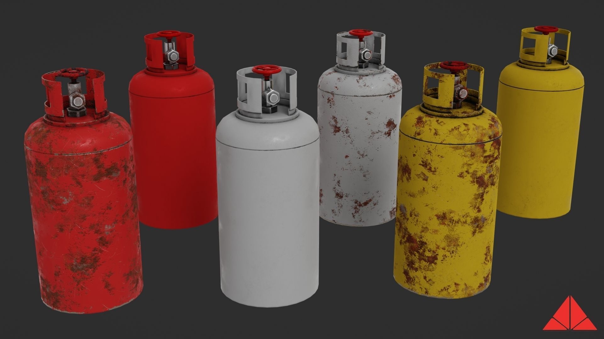 Gas tank collection Low-poly 3D model_7