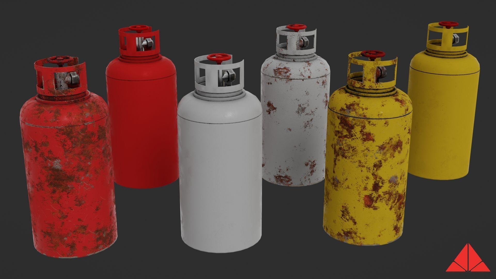 Gas tank collection Low-poly 3D model_11