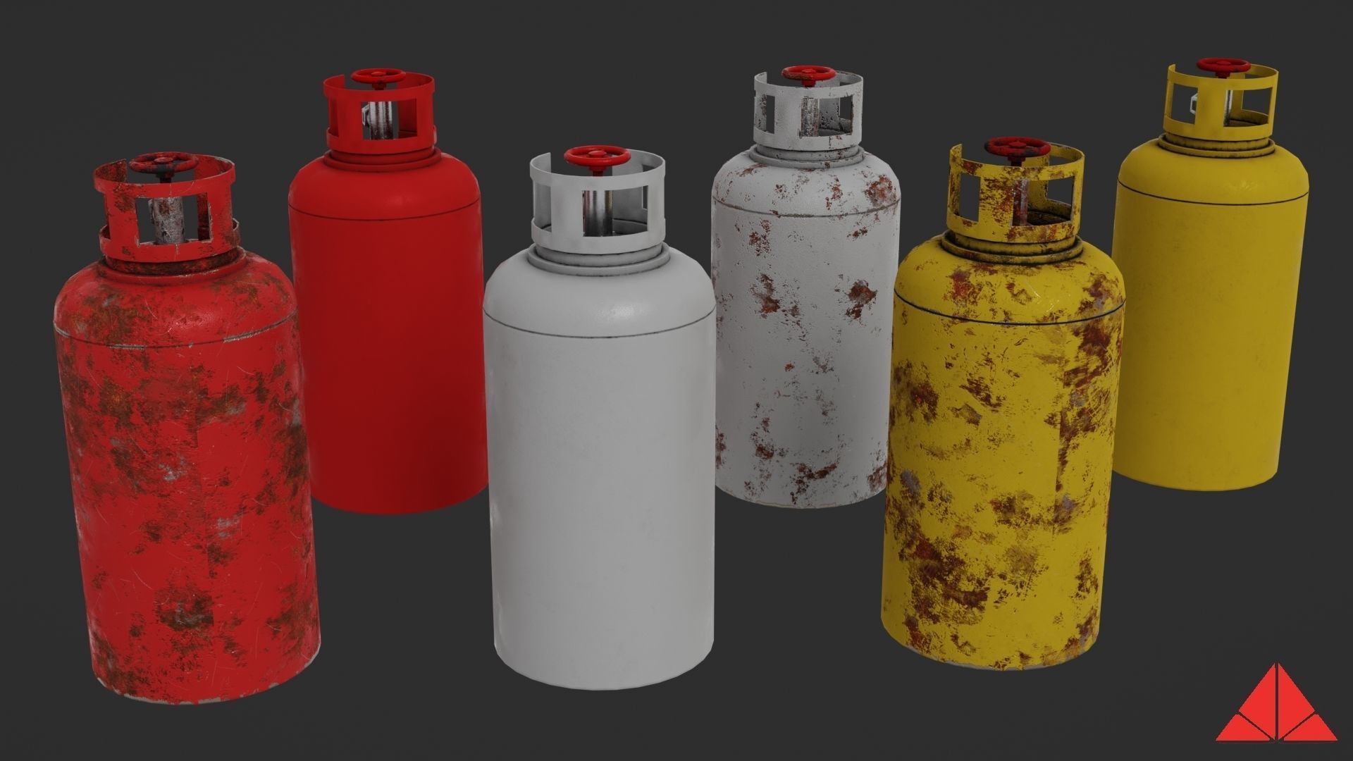 Gas tank collection Low-poly 3D model_14
