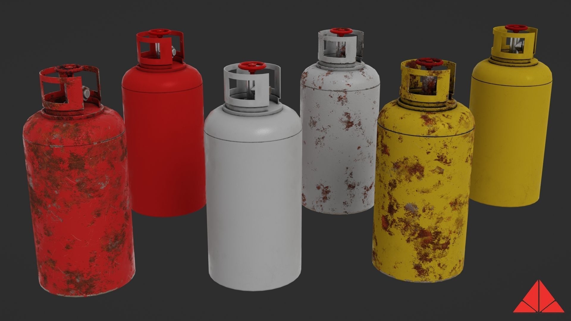 Gas tank collection Low-poly 3D model_9