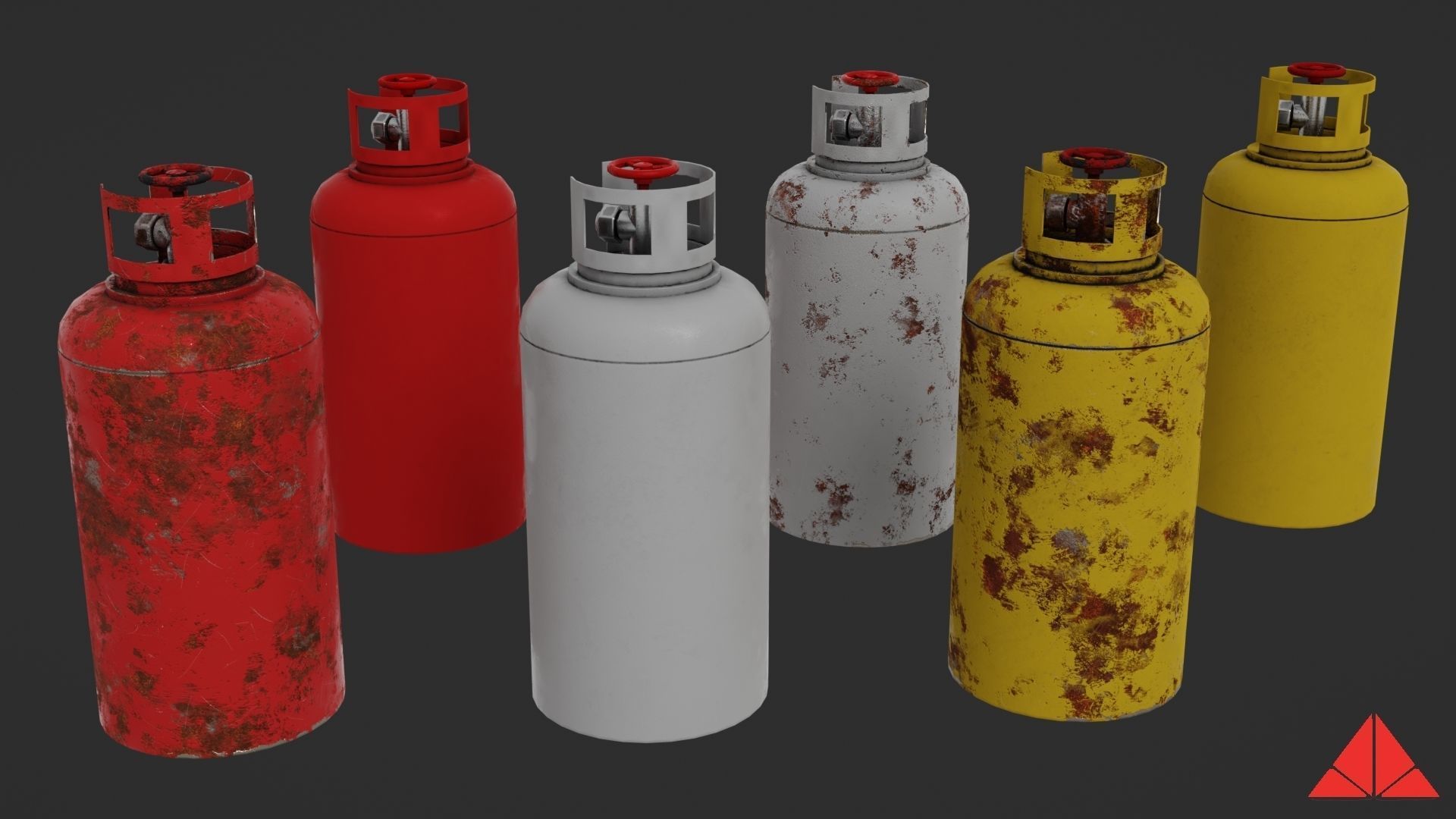 Gas tank collection Low-poly 3D model_16