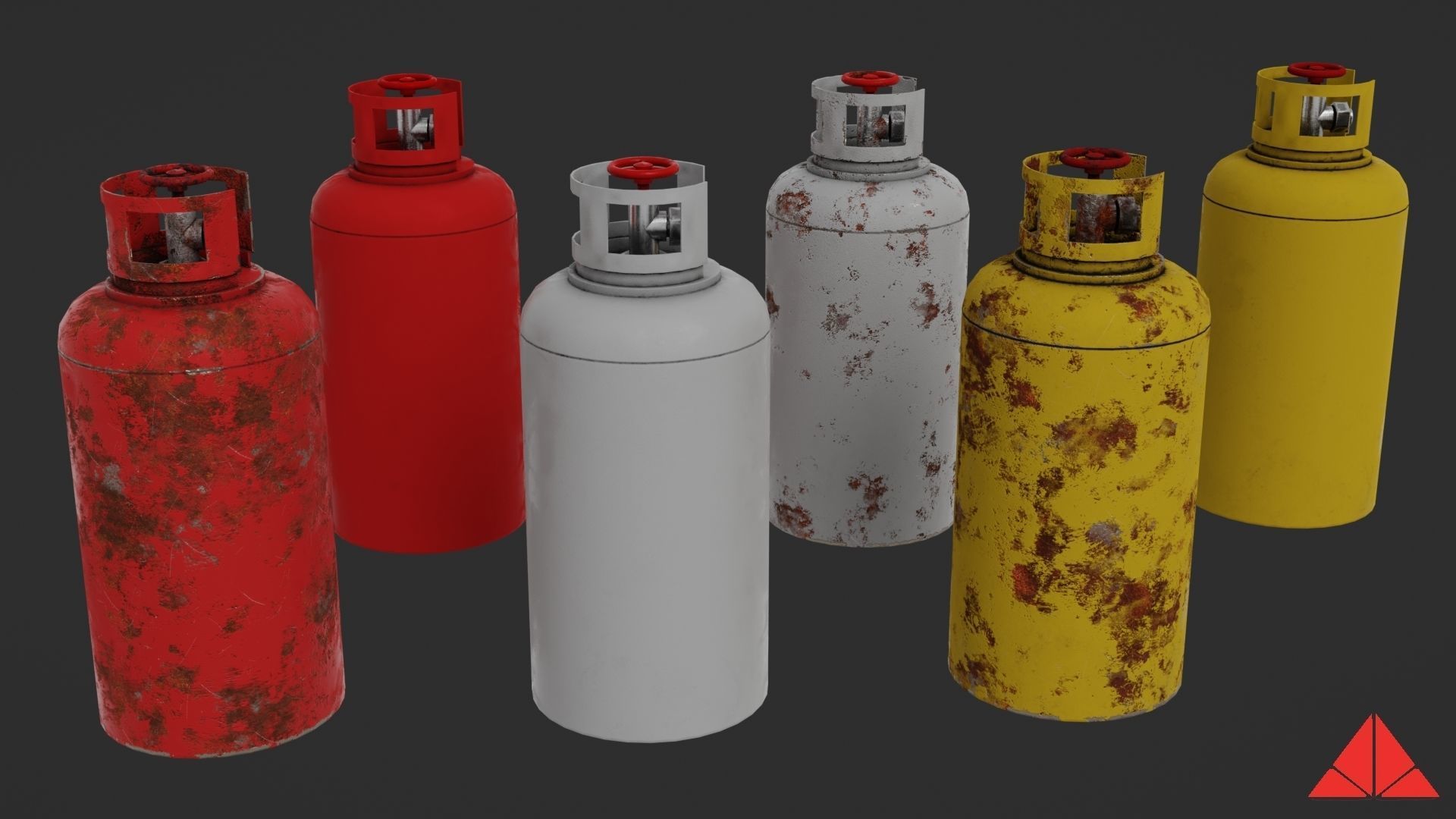 Gas tank collection Low-poly 3D model_10