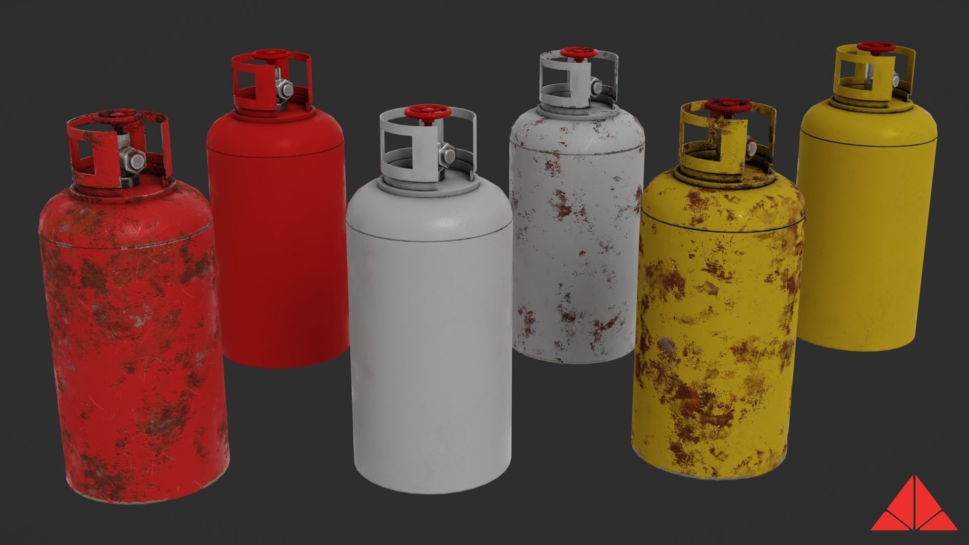 Gas tank collection Low-poly 3D model_8