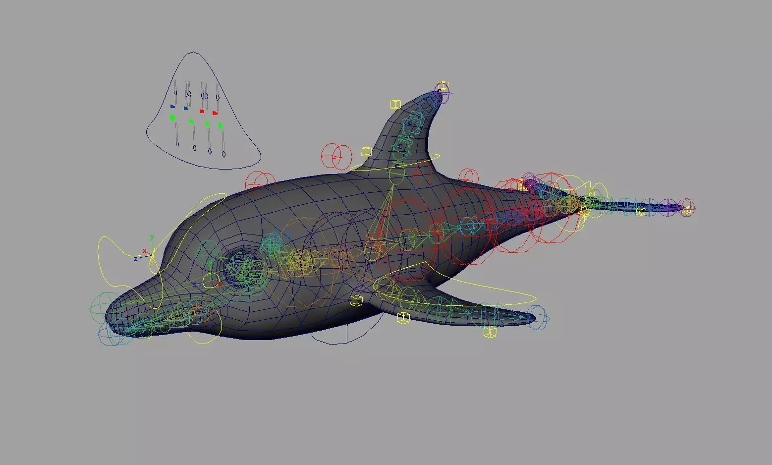 Rig Dolphin Low-poly 3D model_0