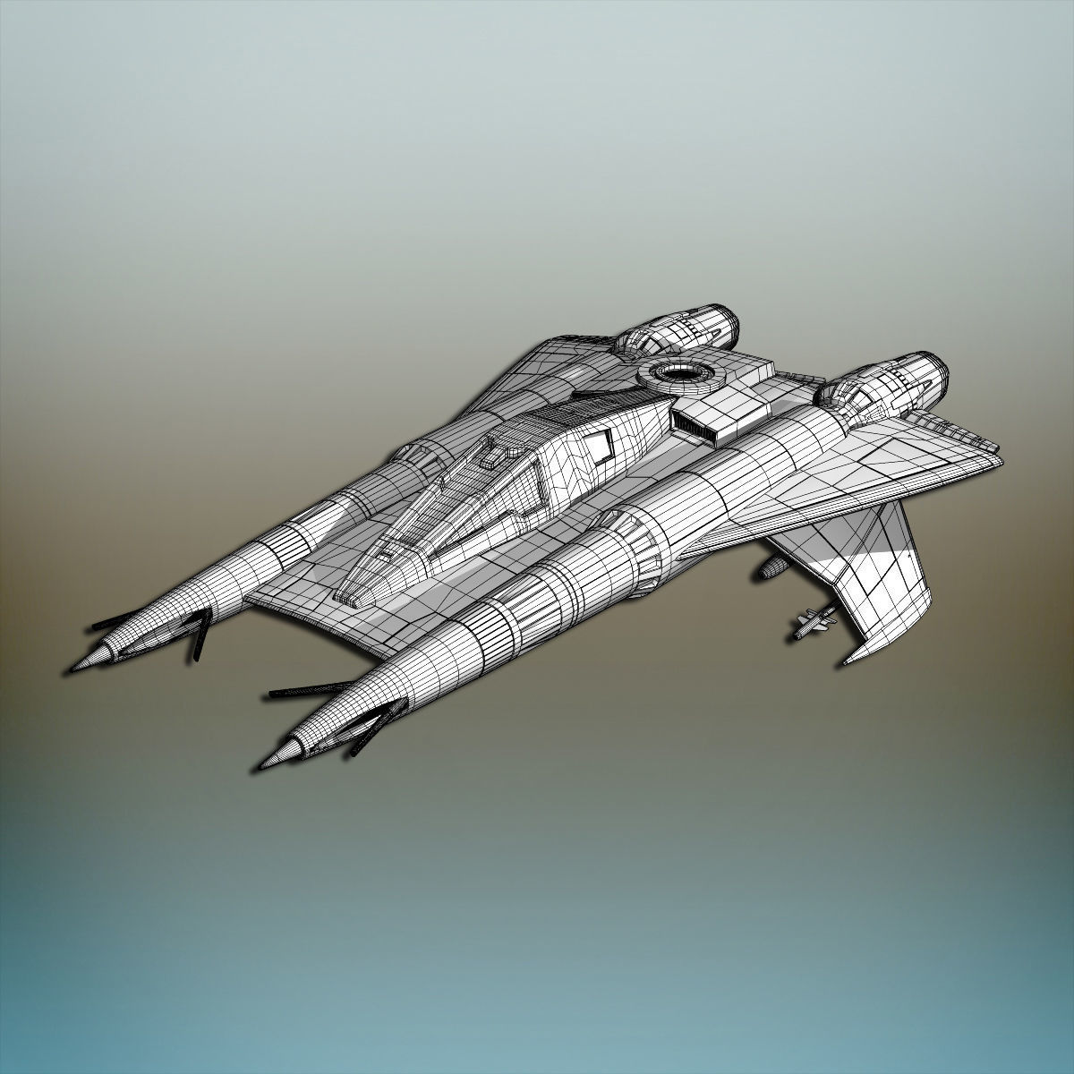 Sci-Fi Fighter plane 3D model_9