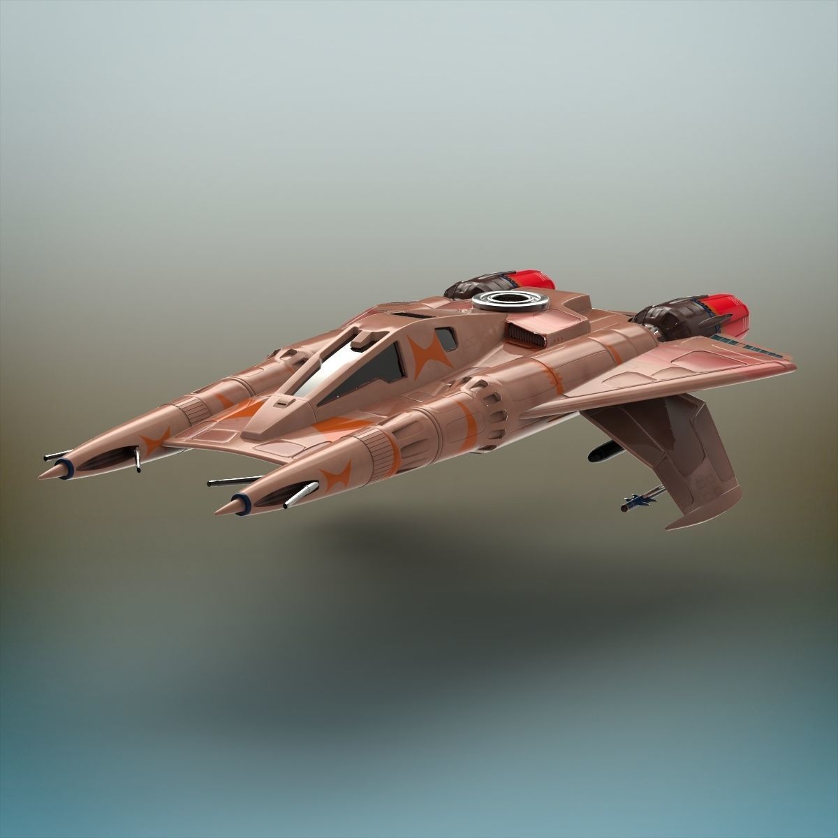 Sci-Fi Fighter plane 3D model_7