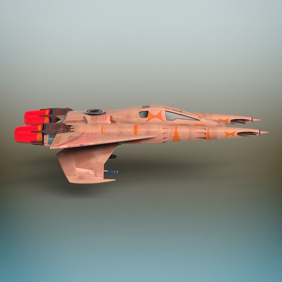 Sci-Fi Fighter plane 3D model_2