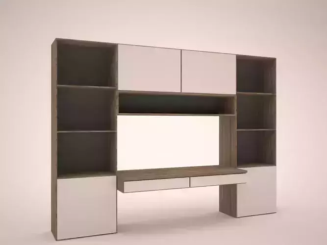 Study table and book shelf Free 3D model