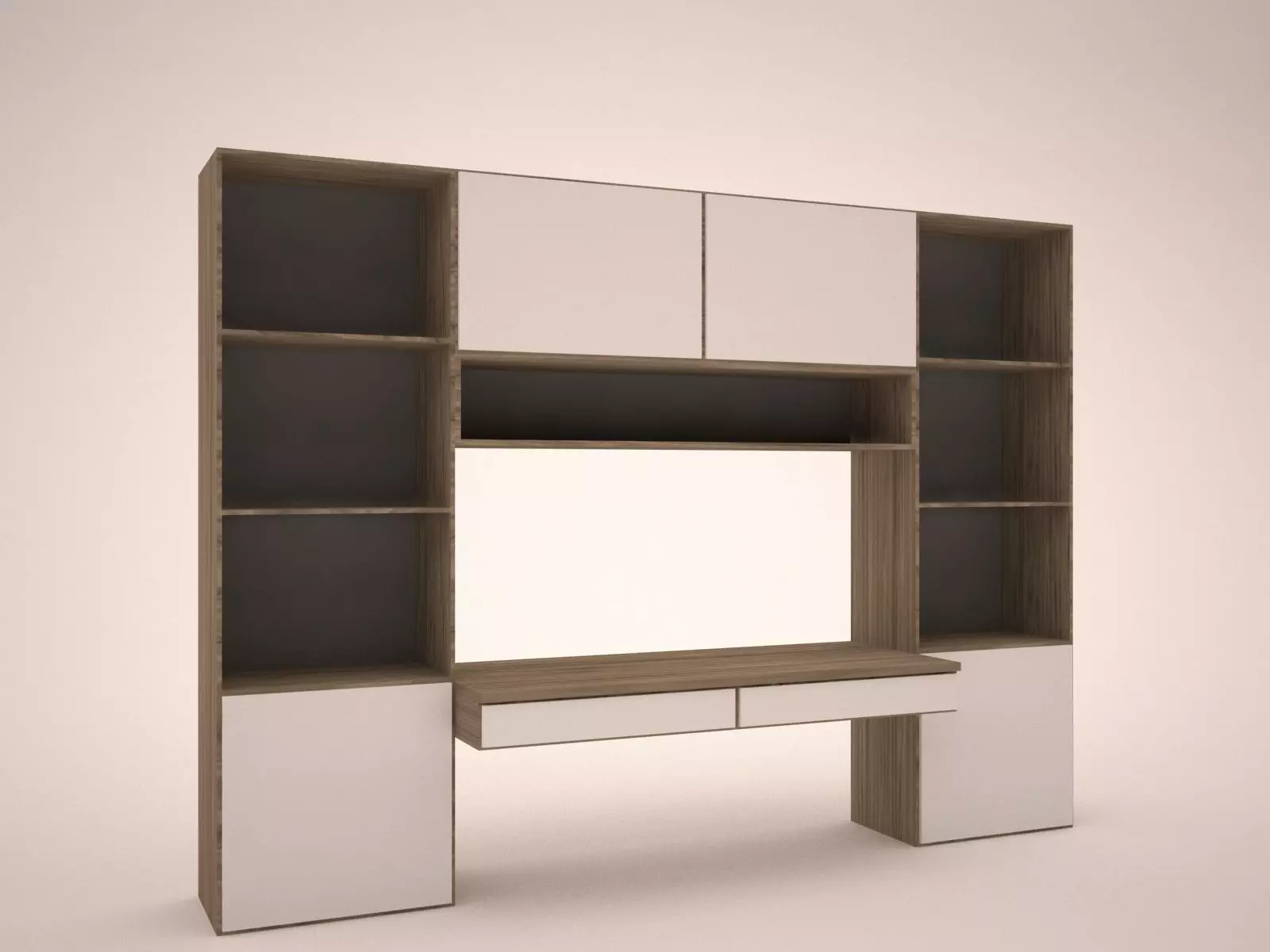 Study table and book shelf Free 3D model_0