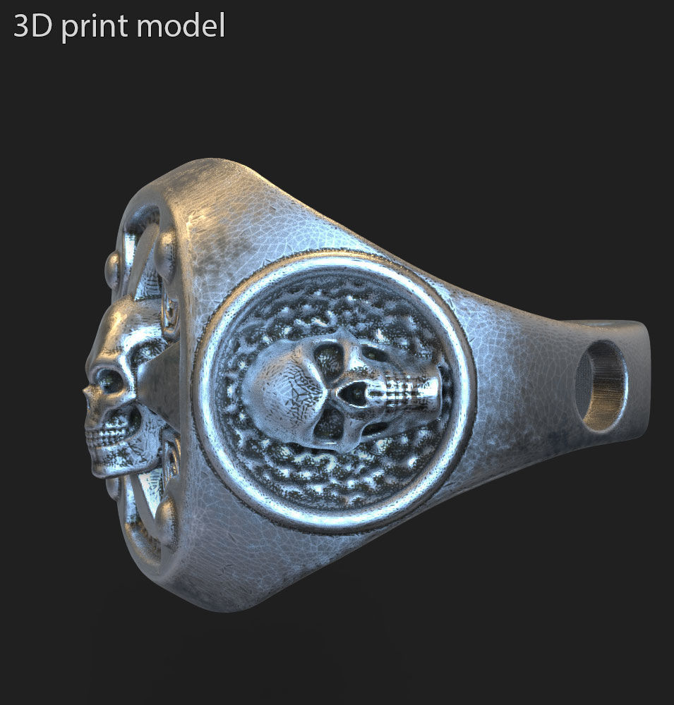 Skull ring jewelry for Bikers vol14 3D print model_1