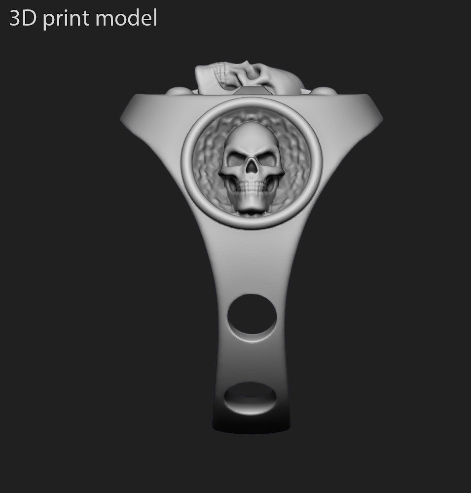 Skull ring jewelry for Bikers vol14 3D print model_3