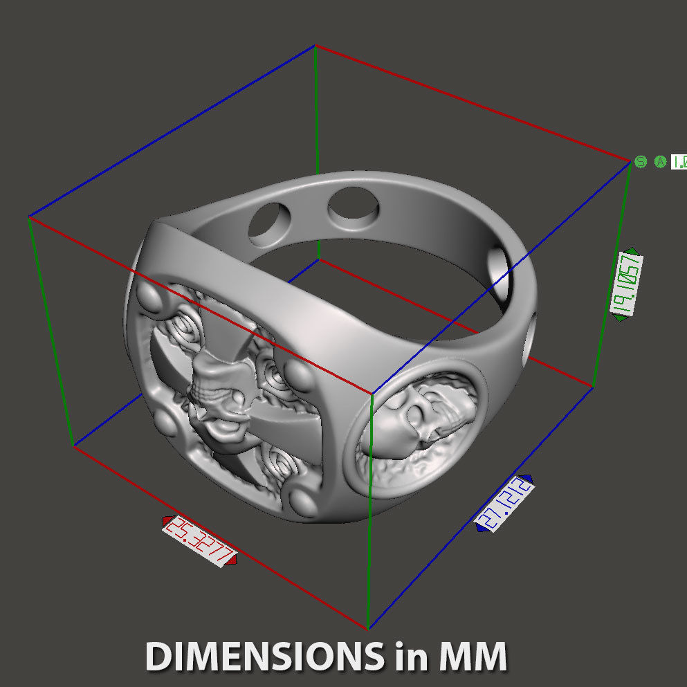 Skull ring jewelry for Bikers vol14 3D print model_4