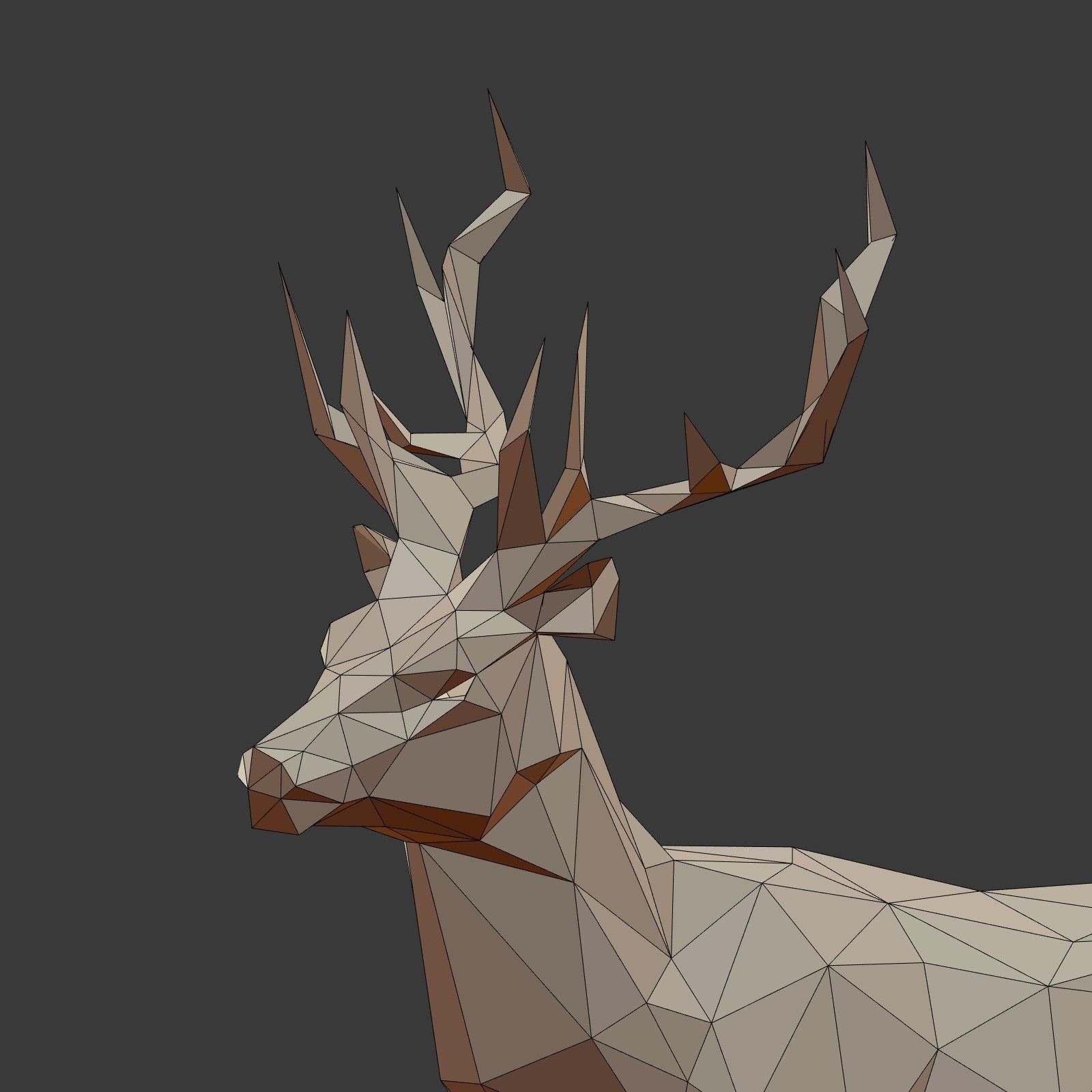 Cartoon Deer LowPoly Low-poly 3D model_16