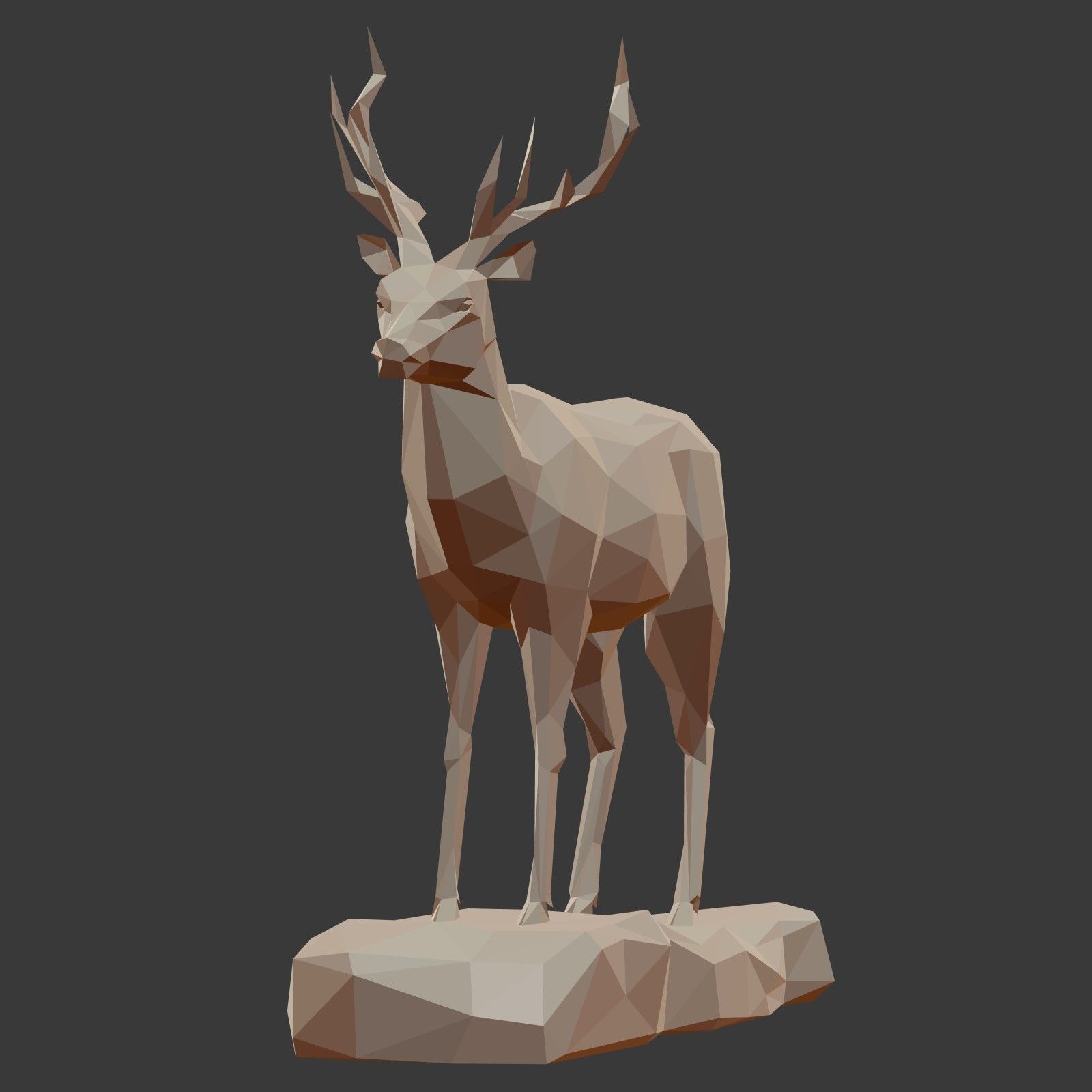 Cartoon Deer LowPoly Low-poly 3D model_3