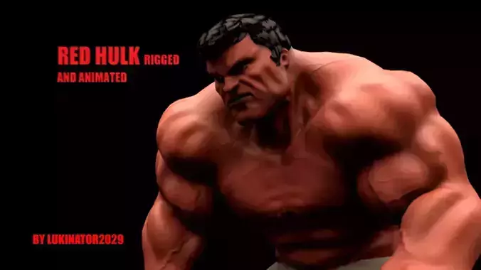 Red Hulk Rigged And Animated