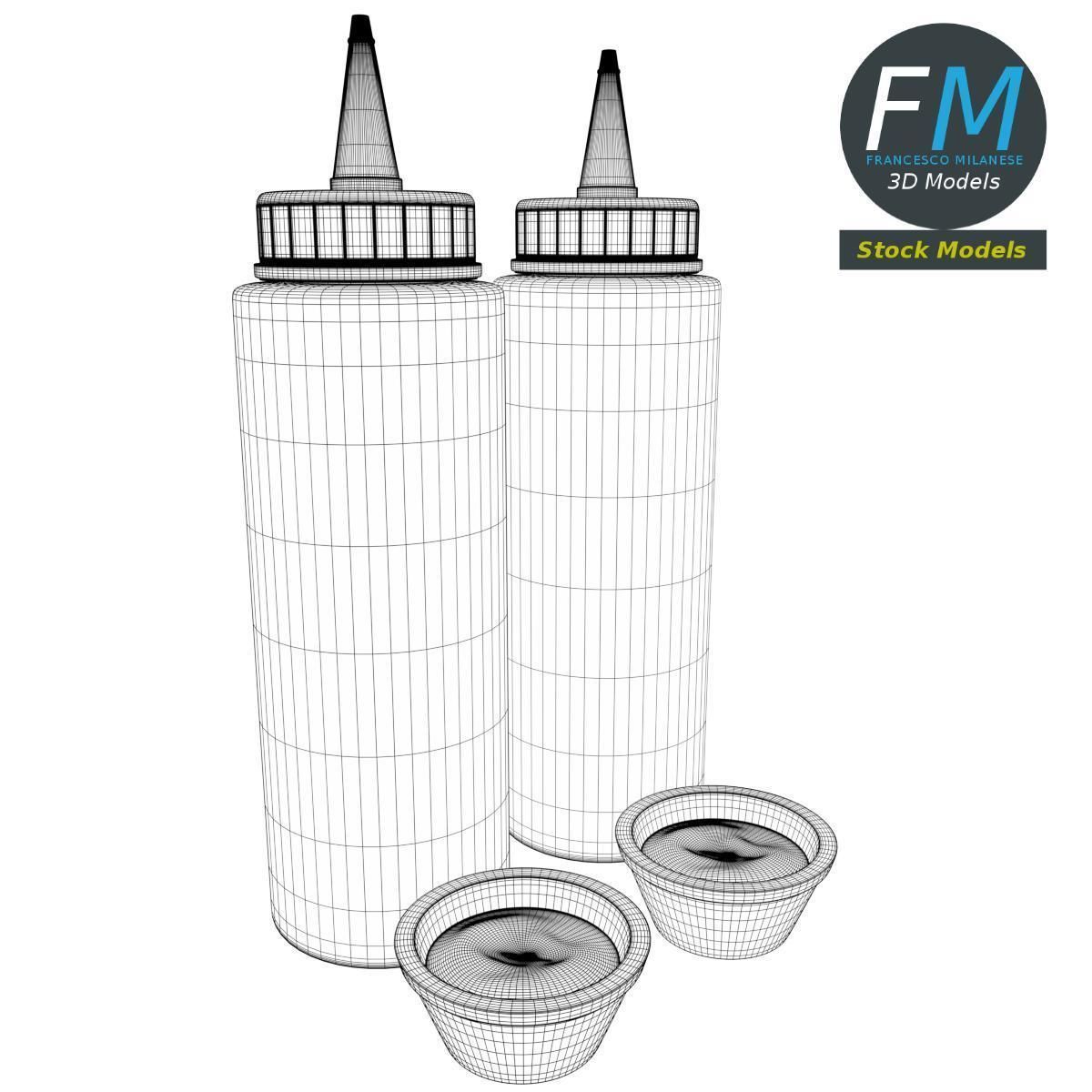 Ketchup and mustard bottles 3D model_7