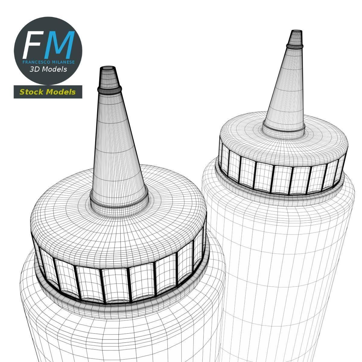 Ketchup and mustard bottles 3D model_8