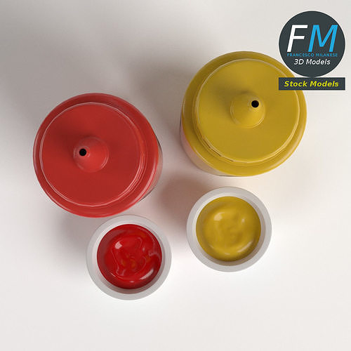 Ketchup and mustard bottles 3D model 6