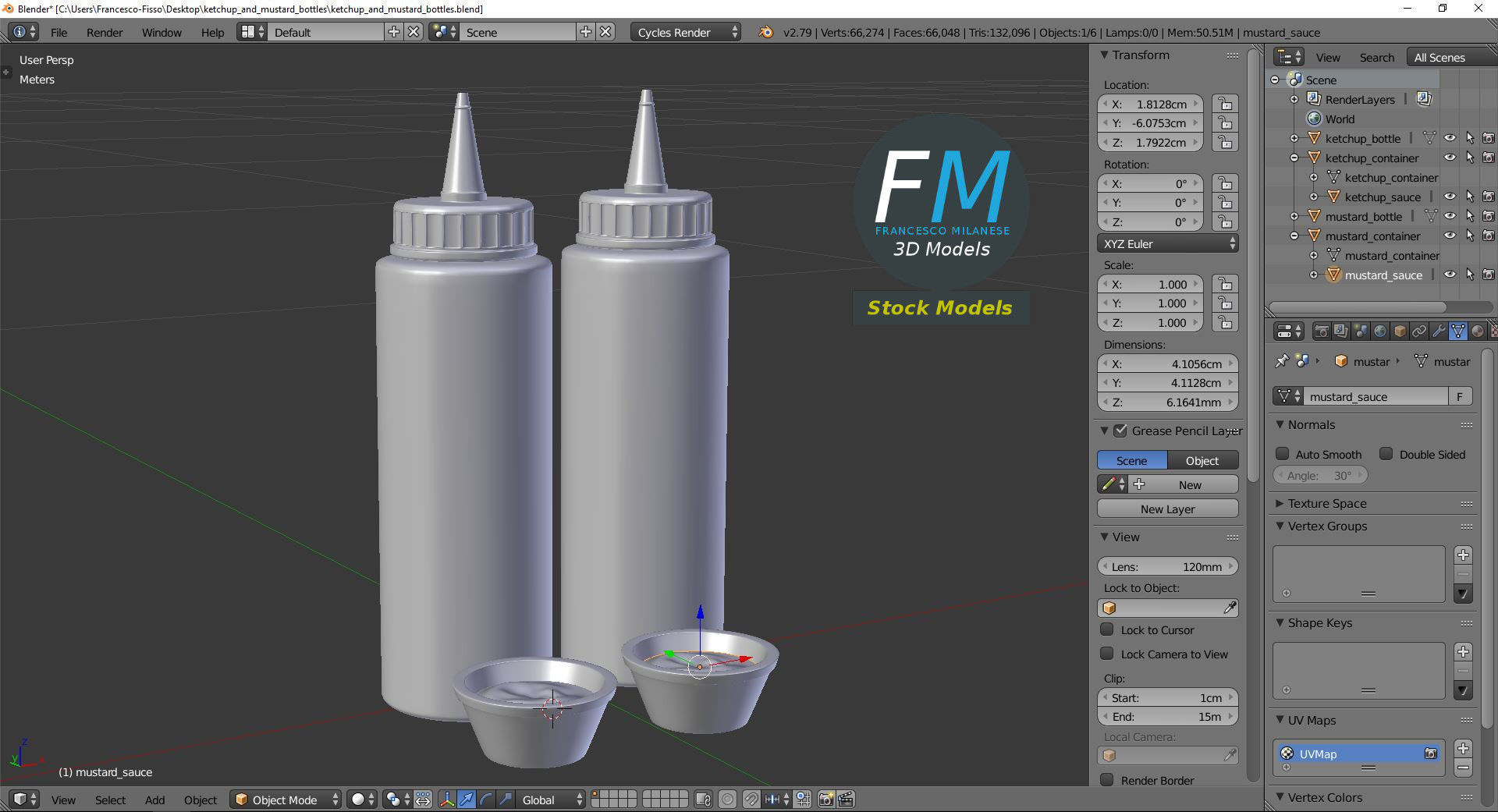 Ketchup and mustard bottles 3D model_9