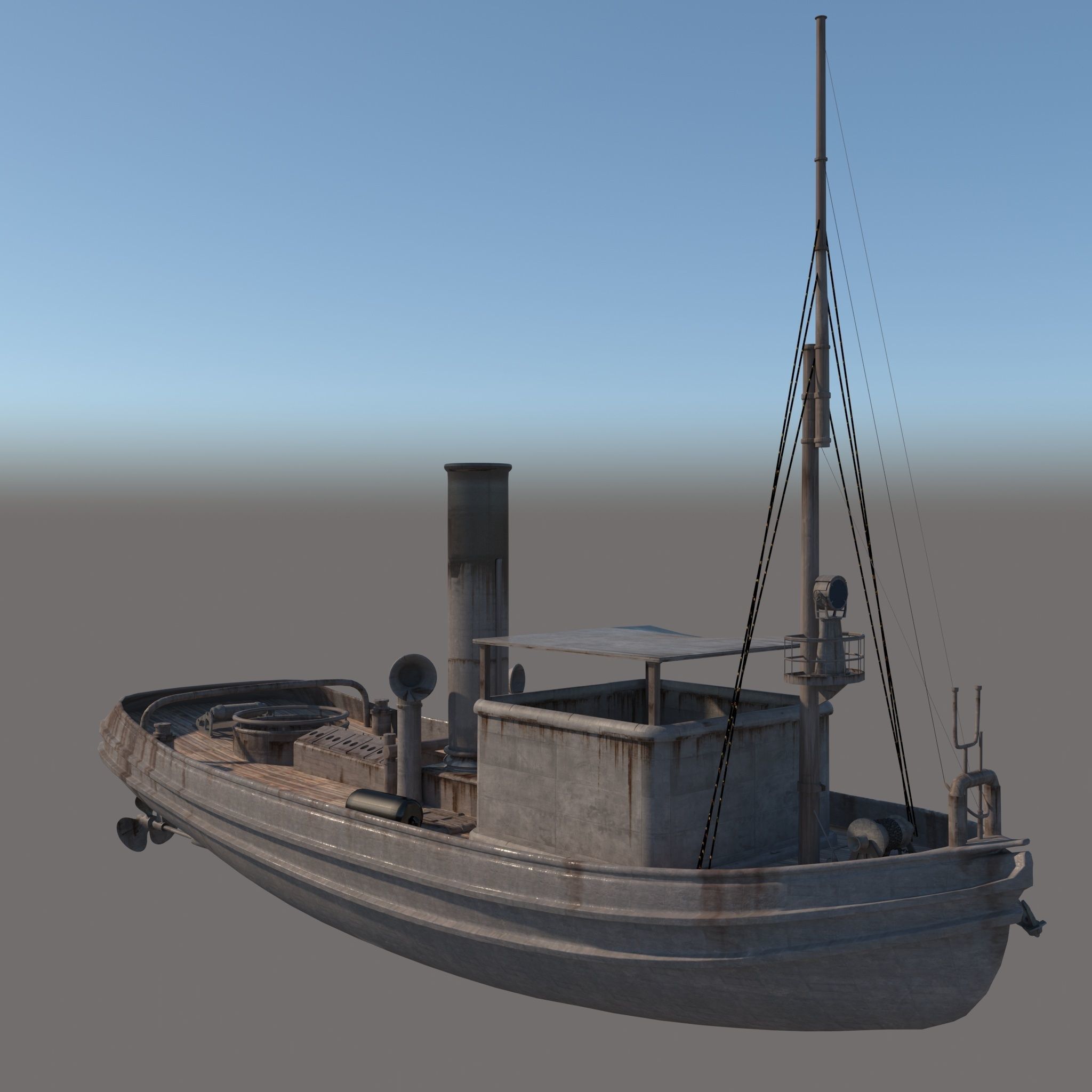 3d old boat 3D model_2