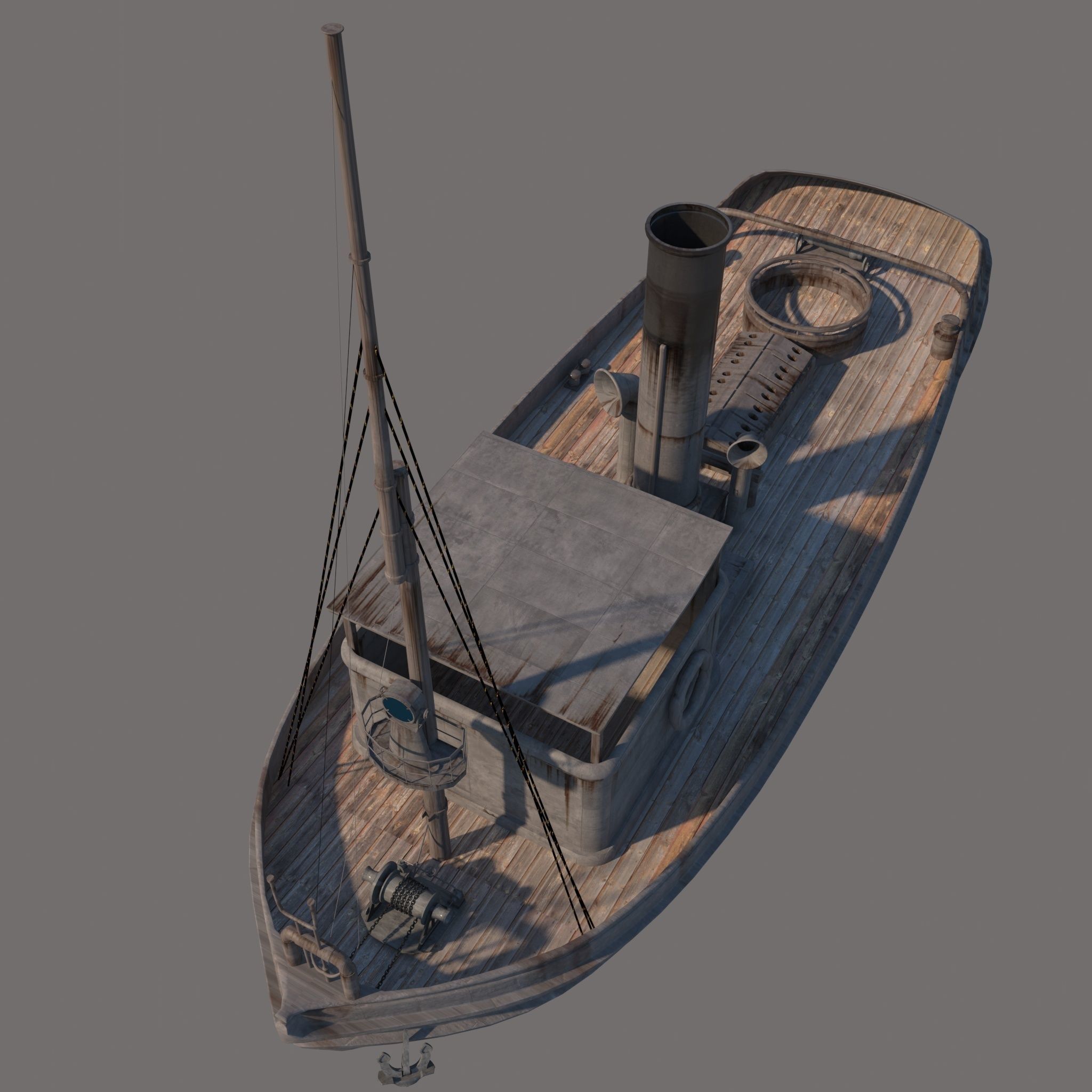3d old boat 3D model_10