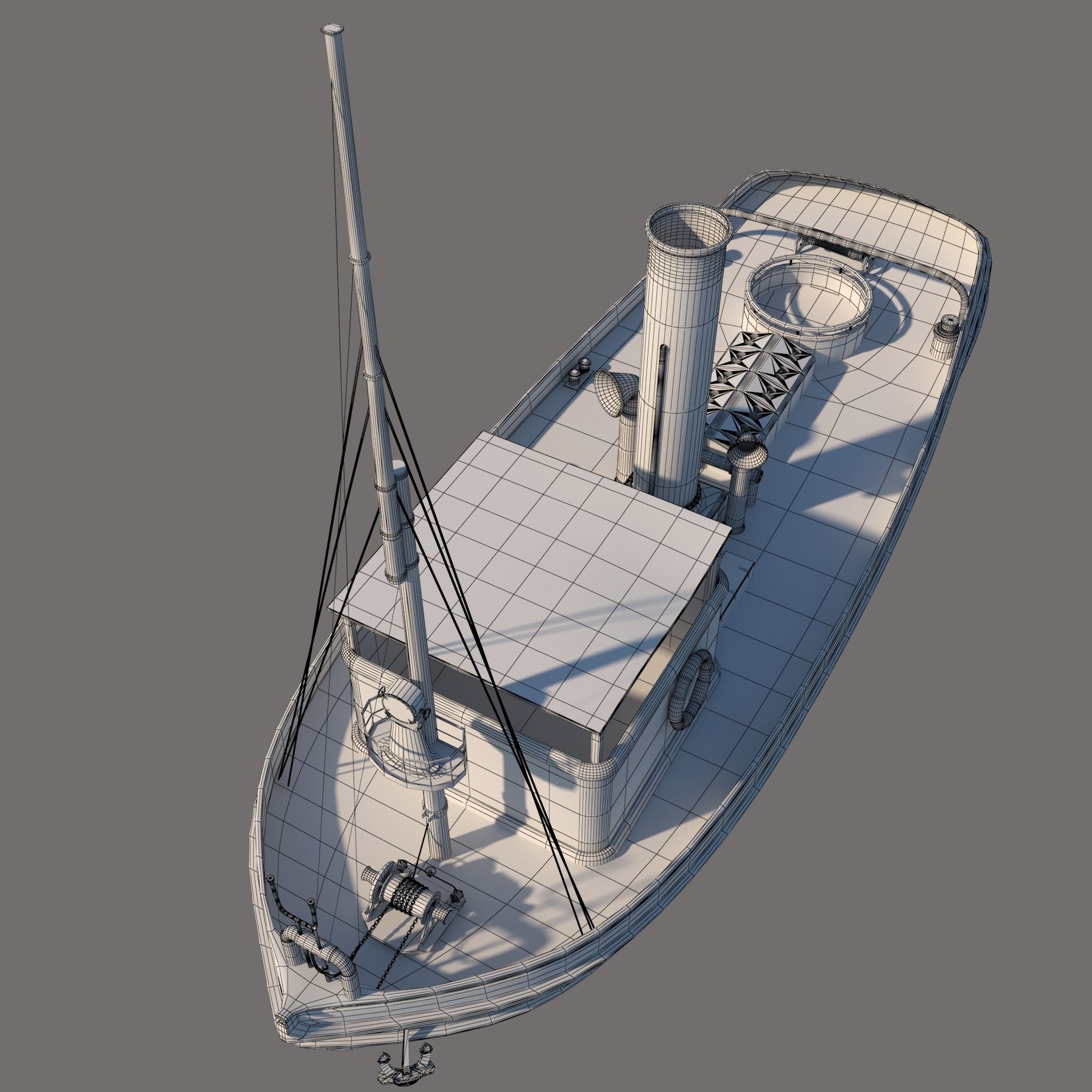 3d old boat 3D model_11