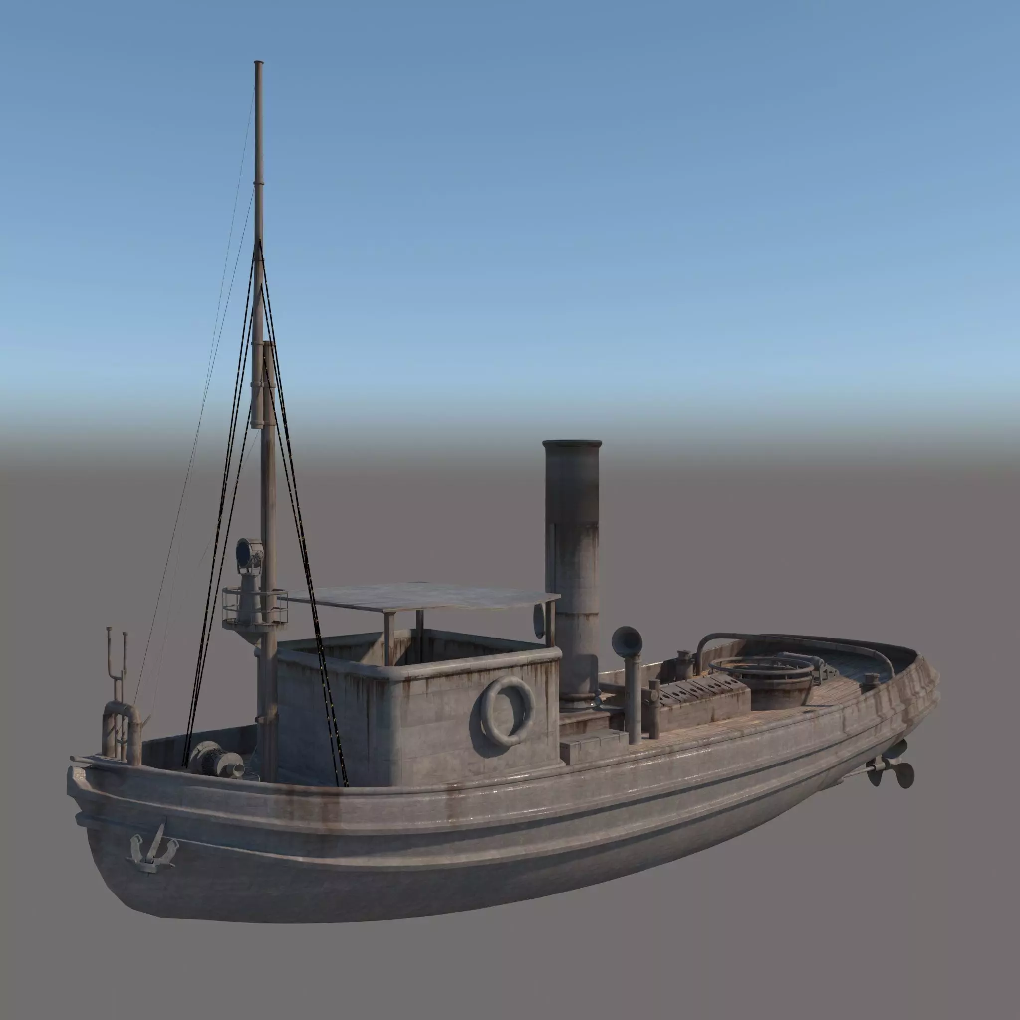 3d old boat 3D model_0
