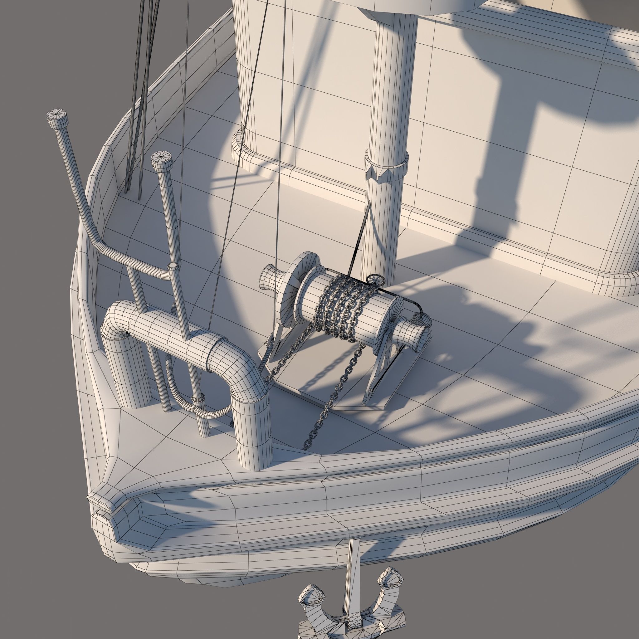 3d old boat 3D model_13
