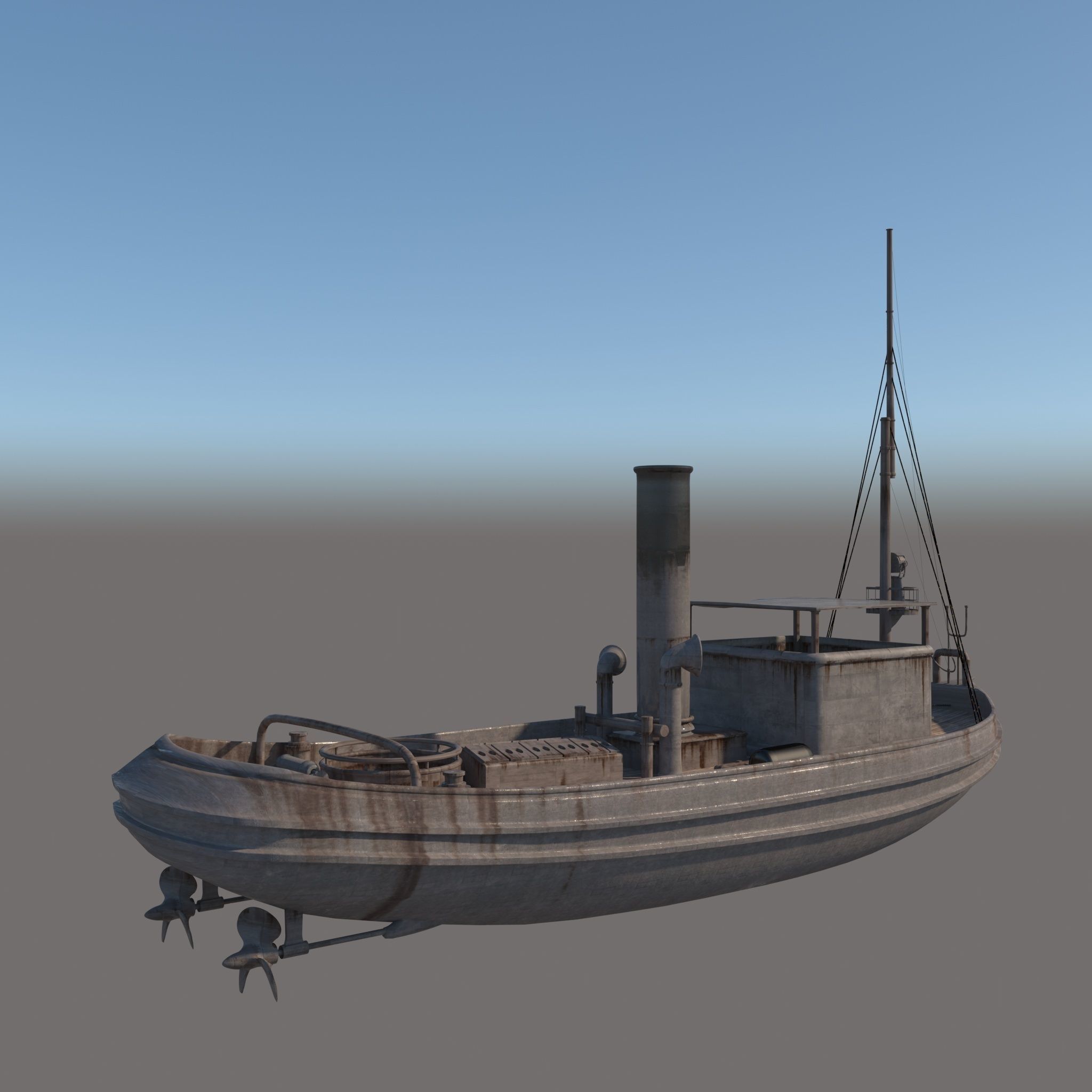 3d old boat 3D model_4