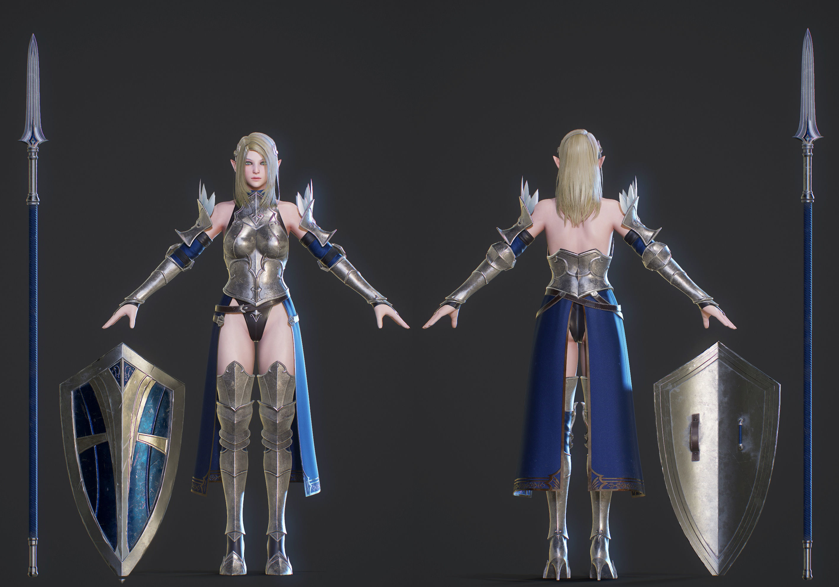 Elf Paladin - Game Ready Low-poly 3D model_7