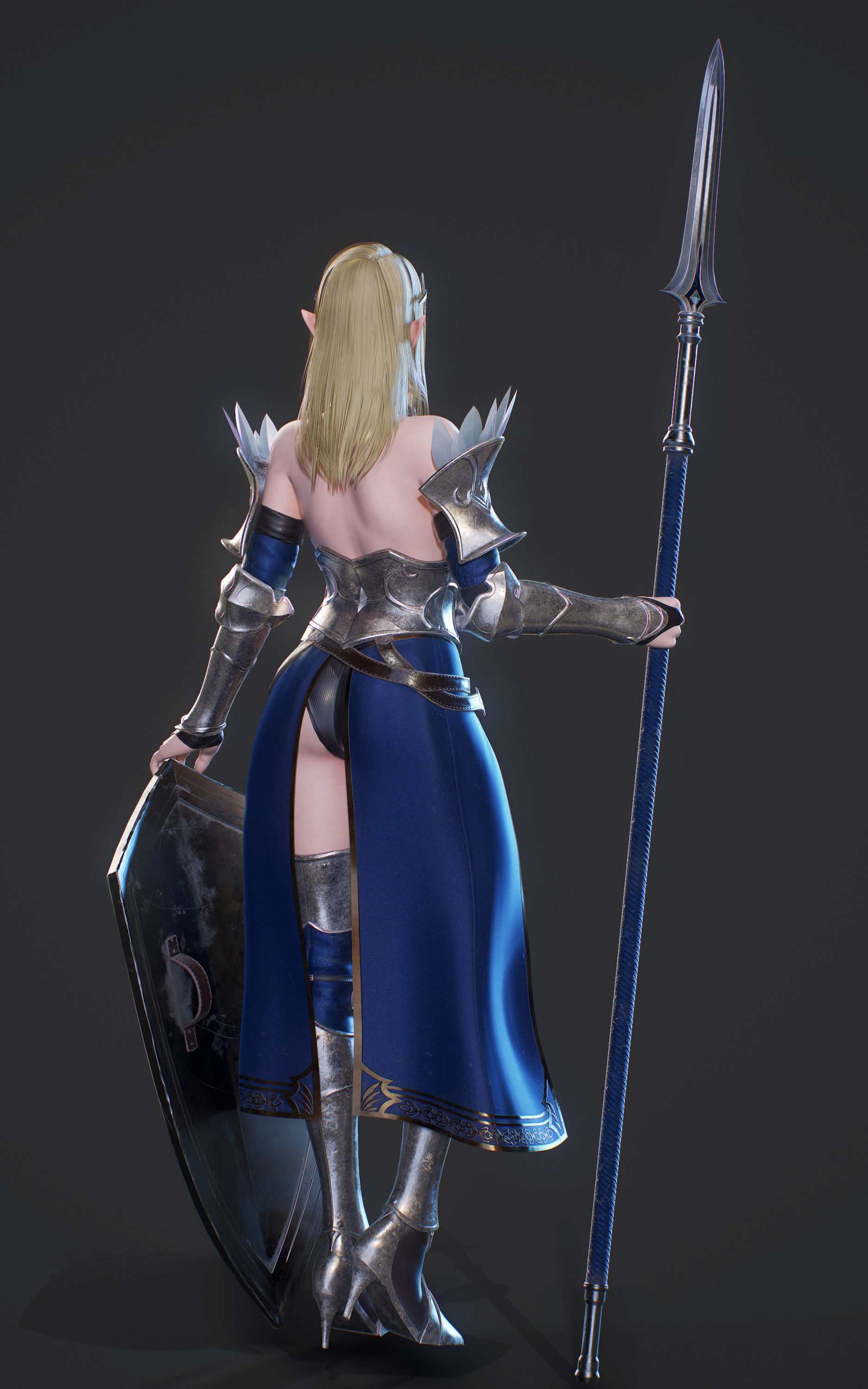 Elf Paladin - Game Ready Low-poly 3D model_5