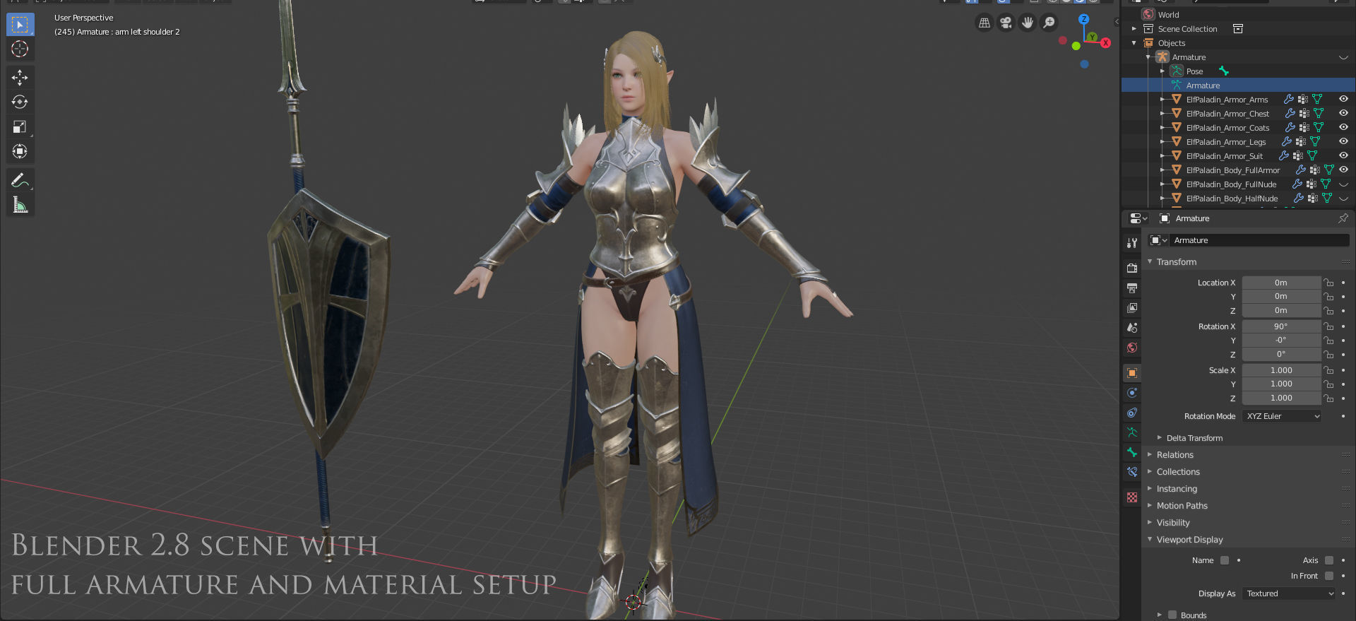 Elf Paladin - Game Ready Low-poly 3D model_10