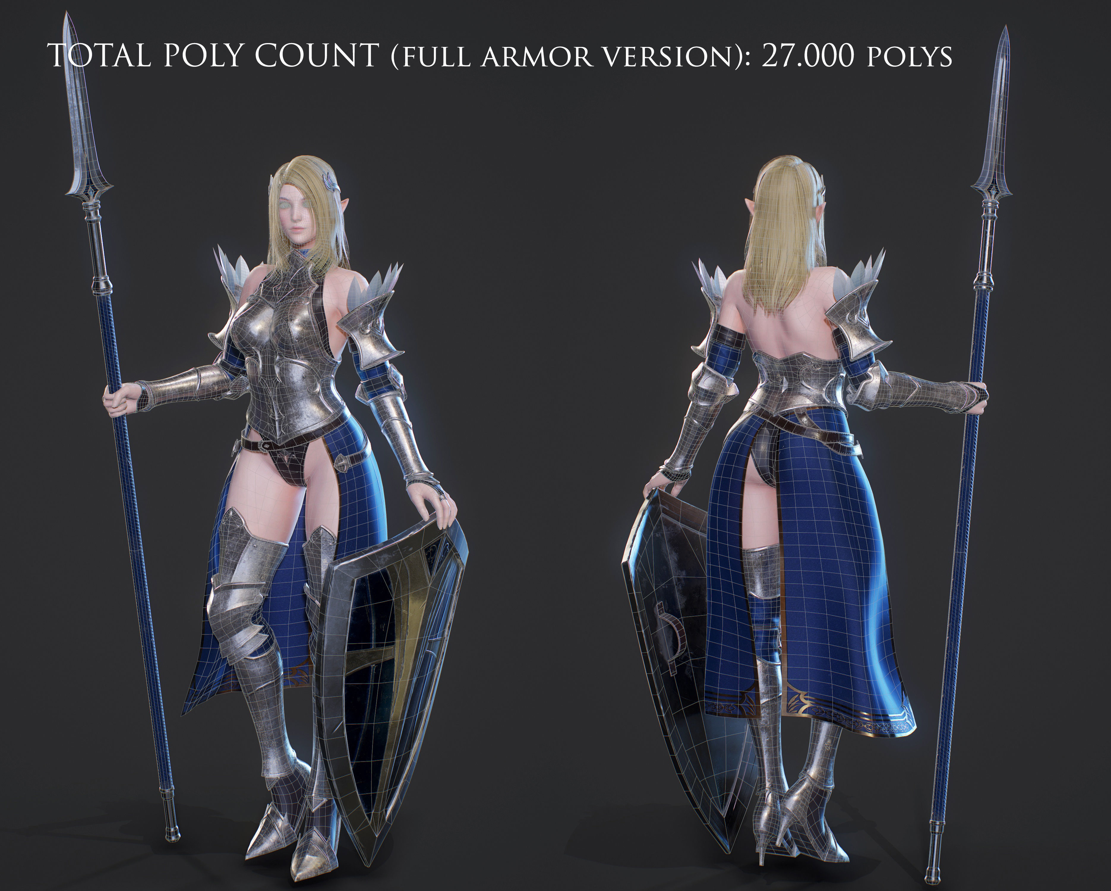 Elf Paladin - Game Ready Low-poly 3D model_6